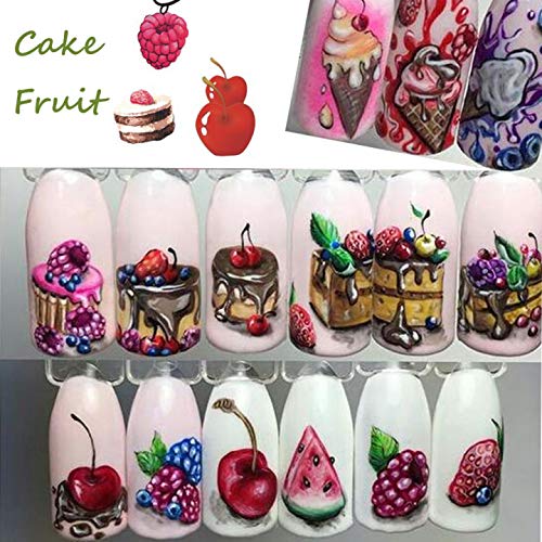 NAIL ANGEL 18 Sheets Nail Art Water Decals Ice-Cream Cupcake Ice-Lolly Fruit ...