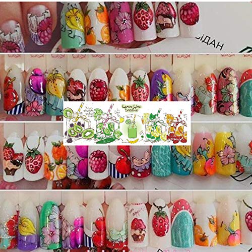 NAIL ANGEL 18 Sheets Nail Art Water Decals Ice-Cream Cupcake Ice-Lolly Fruit ...
