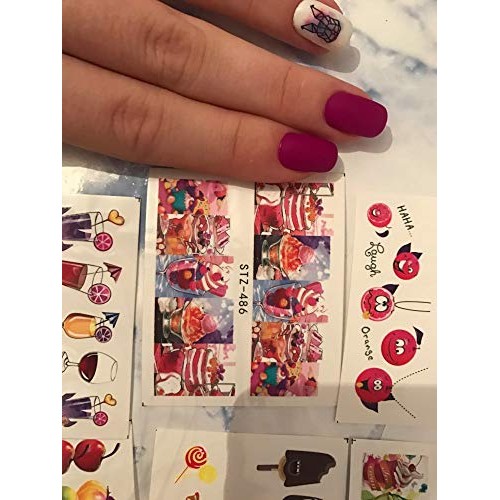 NAIL ANGEL 18 Sheets Nail Art Water Decals Ice-Cream Cupcake Ice-Lolly Fruit ...