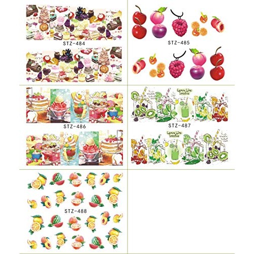 NAIL ANGEL 18 Sheets Nail Art Water Decals Ice-Cream Cupcake Ice-Lolly Fruit ...