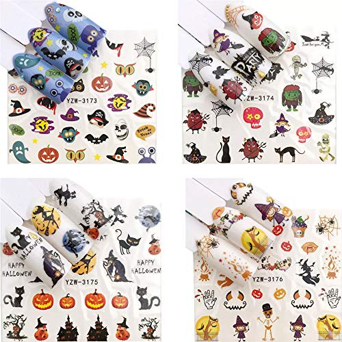 NAIL ANGEL 18 Sheets Nail Art Water Decals Water Transfer Sticker Halloween S...