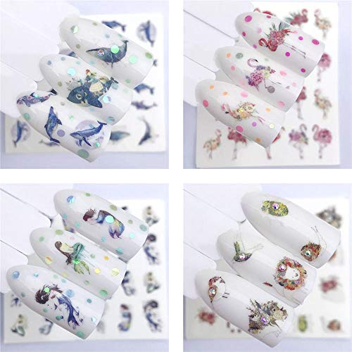 NAIL ANGEL 20 Sheets Nail Art Water Decals Water Transfer Sticker Different P...