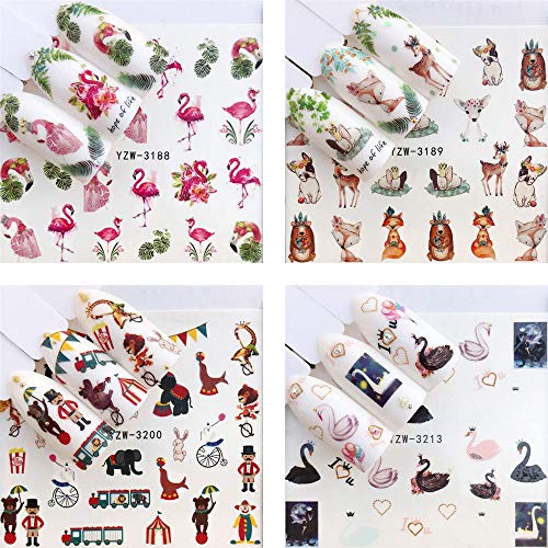 NAIL ANGEL 20 Sheets Nail Art Water Decals Water Transfer Sticker Different P...