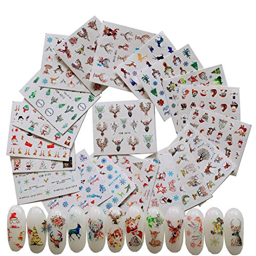 NAIL ANGEL 20 Sheets Nail Art Water Decals Water Transfer Sticker Different P...
