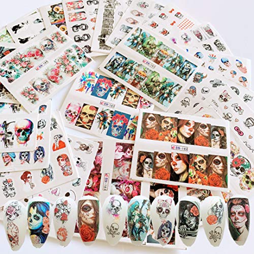 NAIL ANGEL 24sheets Nail Art Water Decals Water Transfer Sticker Different Sk...