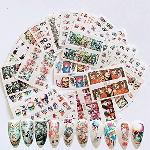 NAIL ANGEL 24sheets Nail Art Water Decals Water Transfer Sticker Different Sk...