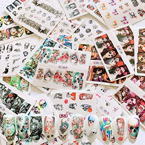 NAIL ANGEL 24sheets Nail Art Water Decals Water Transfer Sticker Different Sk...