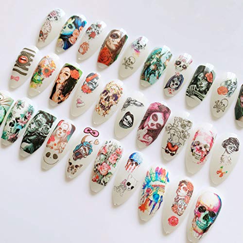 NAIL ANGEL 24sheets Nail Art Water Decals Water Transfer Sticker Different Sk...