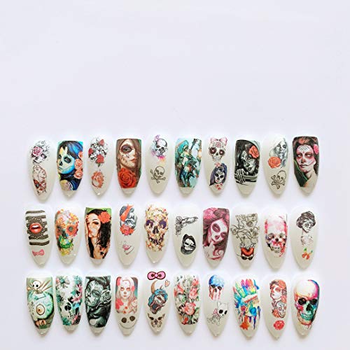 NAIL ANGEL 24sheets Nail Art Water Decals Water Transfer Sticker Different Sk...