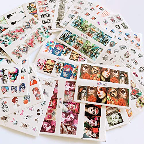 NAIL ANGEL 24sheets Nail Art Water Decals Water Transfer Sticker Different Sk...