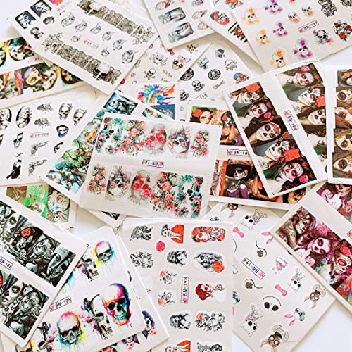NAIL ANGEL 24sheets Nail Art Water Decals Water Transfer Sticker Different Sk...