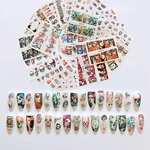 NAIL ANGEL 24sheets Nail Art Water Decals Water Transfer Sticker Different Sk...