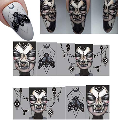 NAIL ANGEL 25 Sheets Nail Art Water Decals Water Transfer Sticker Halloween S...
