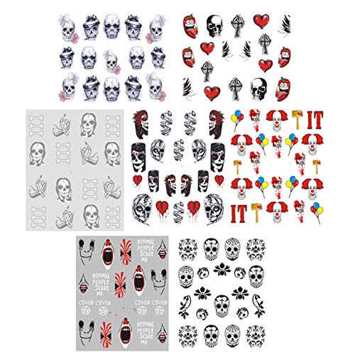 NAIL ANGEL 25 Sheets Nail Art Water Decals Water Transfer Sticker Halloween S...