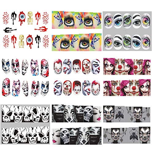 NAIL ANGEL 25 Sheets Nail Art Water Decals Water Transfer Sticker Halloween S...