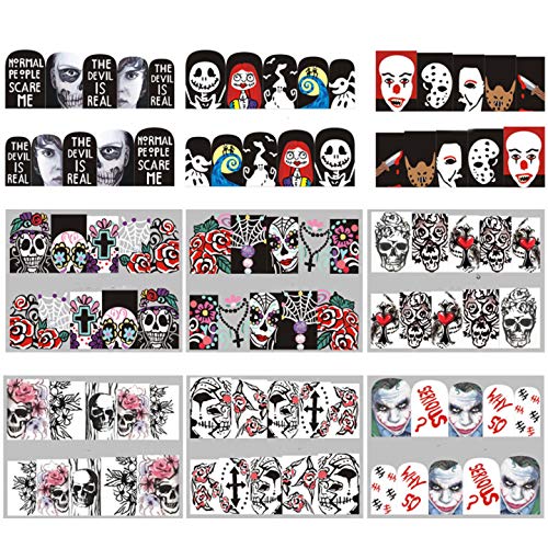 NAIL ANGEL 25 Sheets Nail Art Water Decals Water Transfer Sticker Halloween S...