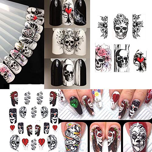 NAIL ANGEL 25 Sheets Nail Art Water Decals Water Transfer Sticker Halloween S...