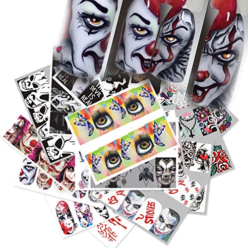 NAIL ANGEL 25 Sheets Nail Art Water Decals Water Transfer Sticker Halloween S...