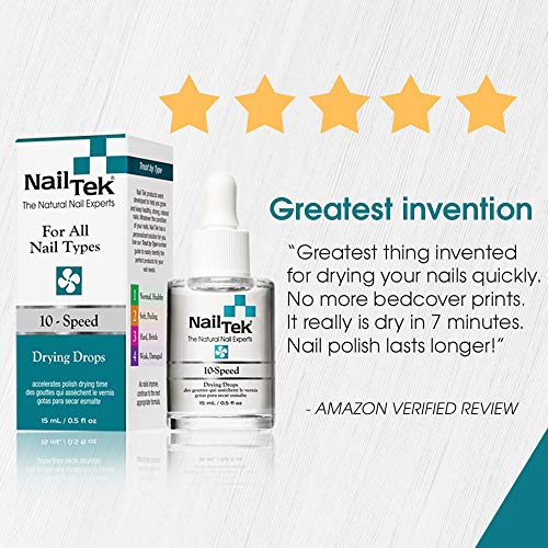 Nail Tek 10-Speed, Polish Drying Drops for All Nail Types, 0.5 oz, 1-Pack