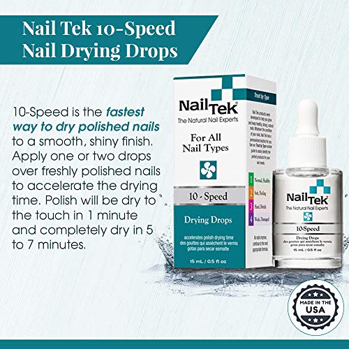 Nail Tek 10-Speed, Polish Drying Drops for All Nail Types, 0.5 oz, 1-Pack