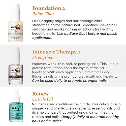 Nail Tek Nail Recovery Kit, Cuticle Oil, Strengthener, Ridge Filler - Restore...