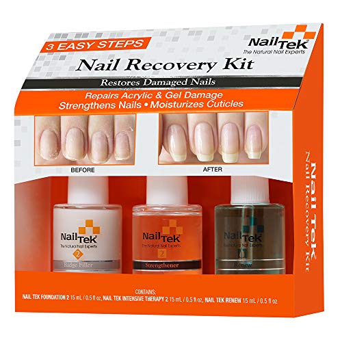 Nail Tek Nail Recovery Kit, Cuticle Oil, Strengthener, Ridge Filler - Restore...