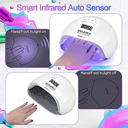 UV LED Nail Lamp 150W, NAILGIRLS Fast Professional Nail Dryer for Gel Polish ...
