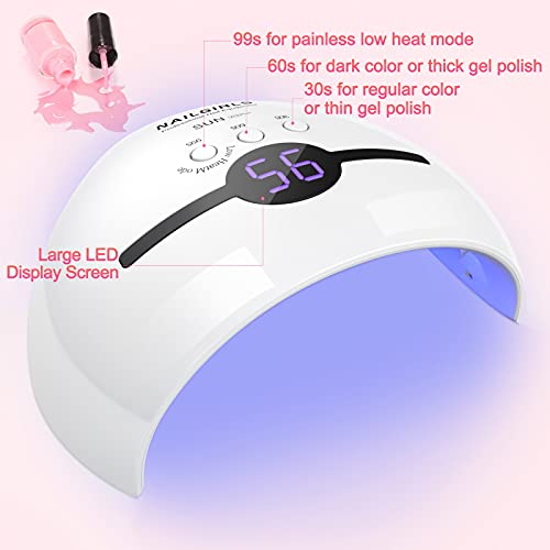 UV LED Nail Lamp, NAILGIRLS 48W UV LED Nail Dryer for Gel Polish with Automat...