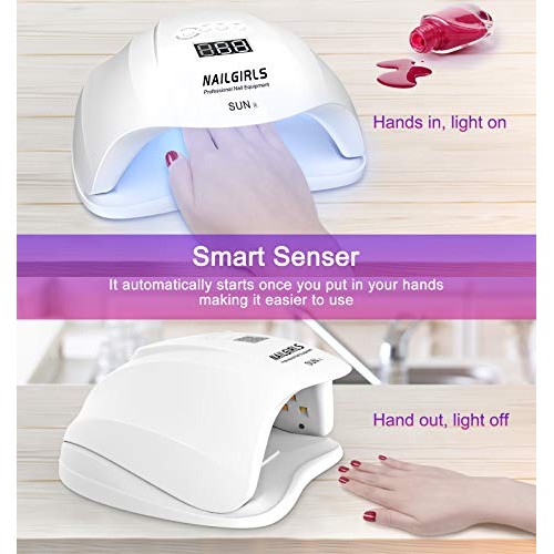 UV LED Nail Lamp, NAILGIRLS 54W Fast Nail Dryer Gel Polish Light with 4 Timer...
