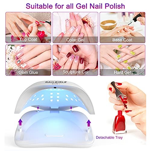 UV LED Nail Lamp, NAILGIRLS 54W Fast Nail Dryer Gel Polish Light with 4 Timer...