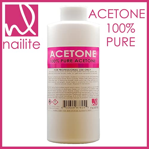 Nailite Nail Polish Remover – 100% Pure Acetone, Quick Professional Ultra-Pow...