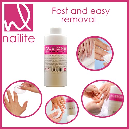 Nailite Nail Polish Remover – 100% Pure Acetone, Quick Professional Ultra-Pow...