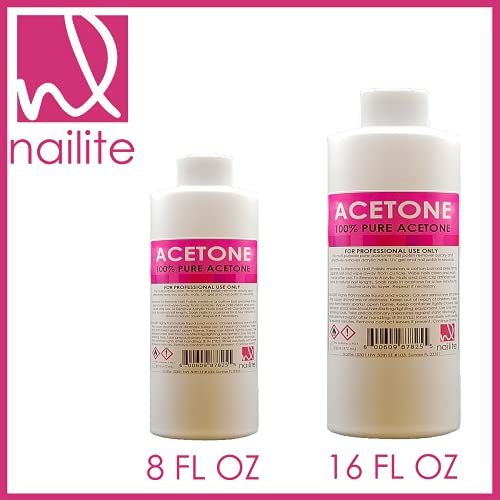 Nailite Nail Polish Remover – 100% Pure Acetone, Quick Professional Ultra-Pow...