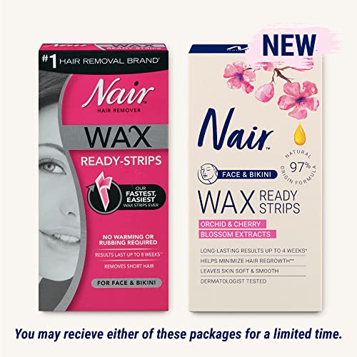 Nair Hair Remover Wax Ready Strips, Face and Bikini Hair Removal Wax Strips, ...
