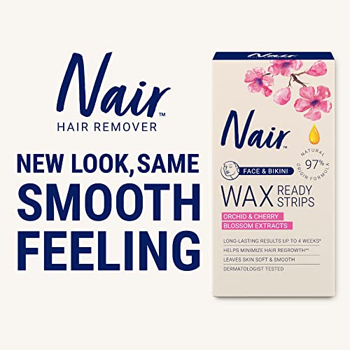 Nair Hair Remover Wax Ready Strips, Face and Bikini Hair Removal Wax Strips, ...