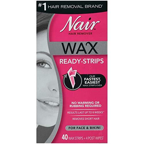Nair Hair Remover Wax Ready Strips, Face and Bikini Hair Removal Wax Strips, ...