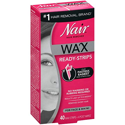 Nair Hair Remover Wax Ready Strips, Face and Bikini Hair Removal Wax Strips, ...