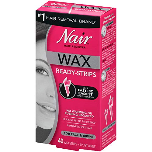 Nair Hair Remover Wax Ready Strips, Face and Bikini Hair Removal Wax Strips, ...