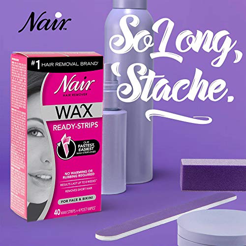 Nair Hair Remover Wax Ready Strips, Face and Bikini Hair Removal Wax Strips, ...