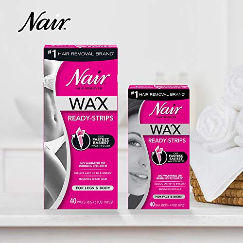 Nair Hair Remover Wax Ready Strips, Face and Bikini Hair Removal Wax Strips, ...