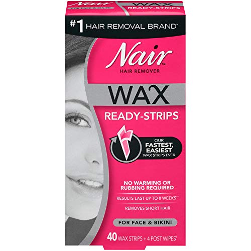 Nair Hair Remover Wax Ready Strips, Face and Bikini Hair Removal Wax Strips, ...
