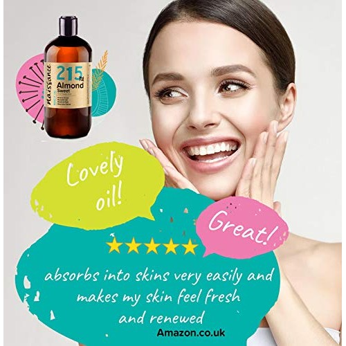 Naissance Sweet Almond Oil 16 fl oz - Pure & Natural, Vegan, Non GMO, Hexane ...