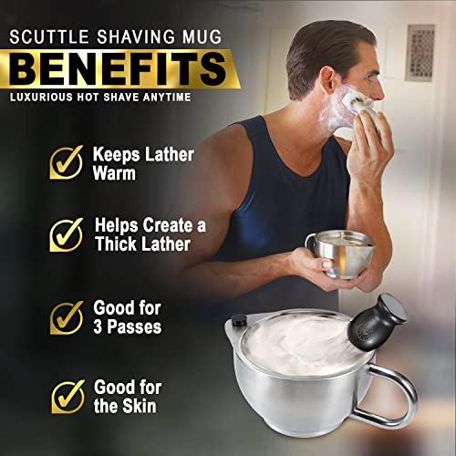 Silver Fox Shaving Scuttle Mug - Stainless Steel Scuttle Shaving Mug + Cork, ...