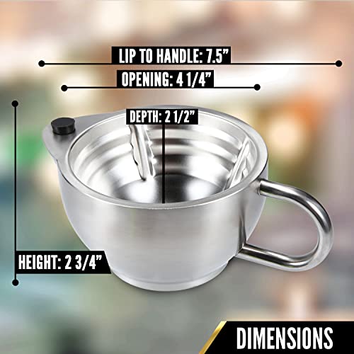 Silver Fox Shaving Scuttle Mug - Stainless Steel Scuttle Shaving Mug + Cork, ...