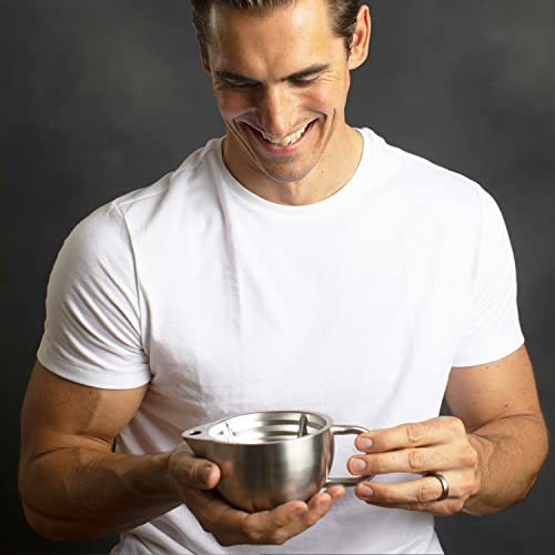 Silver Fox Shaving Scuttle Mug - Stainless Steel Scuttle Shaving Mug + Cork, ...