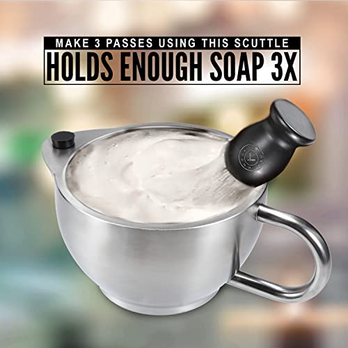 Silver Fox Shaving Scuttle Mug - Stainless Steel Scuttle Shaving Mug + Cork, ...