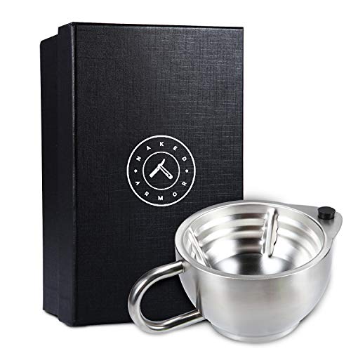 Silver Fox Shaving Scuttle Mug - Stainless Steel Scuttle Shaving Mug + Cork, ...