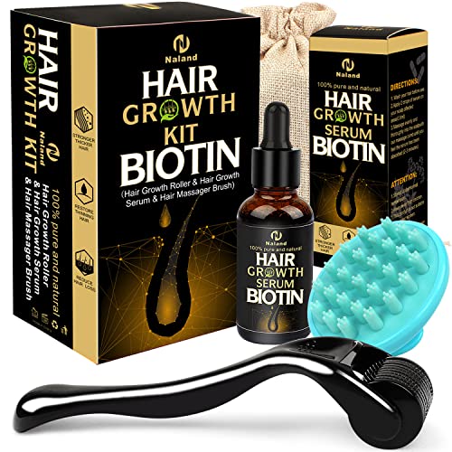 Derma Roller for Hair Growth, Biotin Hair Growth Oil Serum, Hair Scalp Massag...