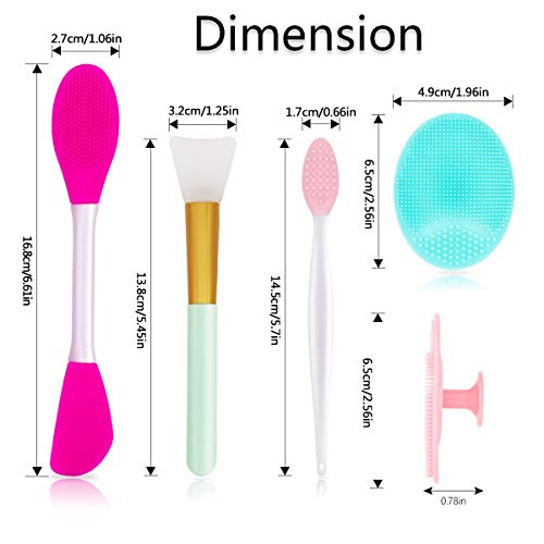 5PCS Silicone Face Scrubber Set, Lip Scrub Brush, Silicone Face Cleansing Bru...