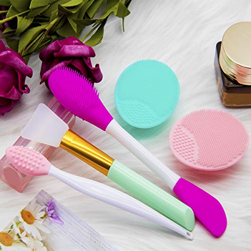 5PCS Silicone Face Scrubber Set, Lip Scrub Brush, Silicone Face Cleansing Bru...